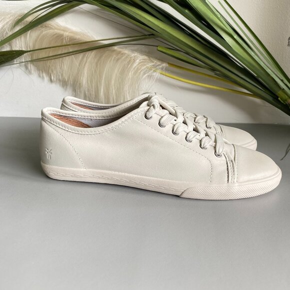 FRYE Women's Leather Mindy Lace Up Ivory Sneakers 9 New - Picture 3 of 11